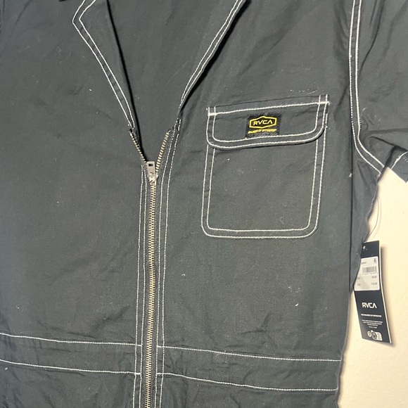 RVCA Black Women's Jumpsuit with White Stitching L New - Picture 4 of 6